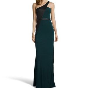 ABS forest green & black evening gown